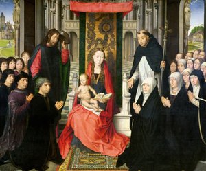 Jungfrun och barnet med St. James och St. Dominic presenterar donatorerna och deras familj, känd som Jungfrun av Jacques Floreins, ca 1490